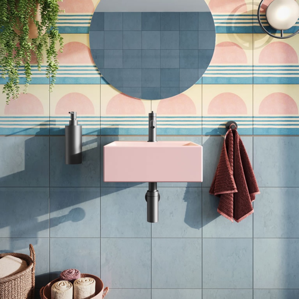 Lifestyle image of Crosswater Beck Matt Pink 300mm Cloakroom Basin